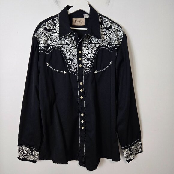 Scully Other - Scully Men's Size Embroidered Gunfighter Long Sleeve Pearl Snap Western Shirt